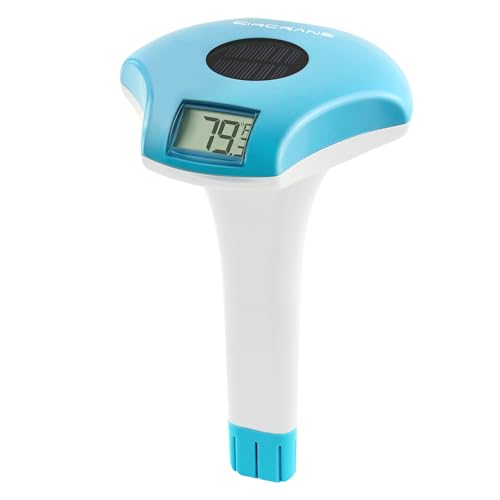 Circrane Solar Digital Pool & Spa Thermometer, Weather Resistant Floating Thermometer, IPX-8 Water Proof, 10s Measuring Cycle, Solar Powered with Over 180 Days Battery Life, Blue
