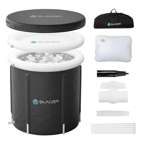 Glacier Plunge™ Portable Ice Bath Tub for Athletes: 85 Gallons of Recovery, Multi-Layered, USA Owned with Carrying Case, Insulated Lid, and Cover - Anti-Leak Design - Cold Water Therapy/Training