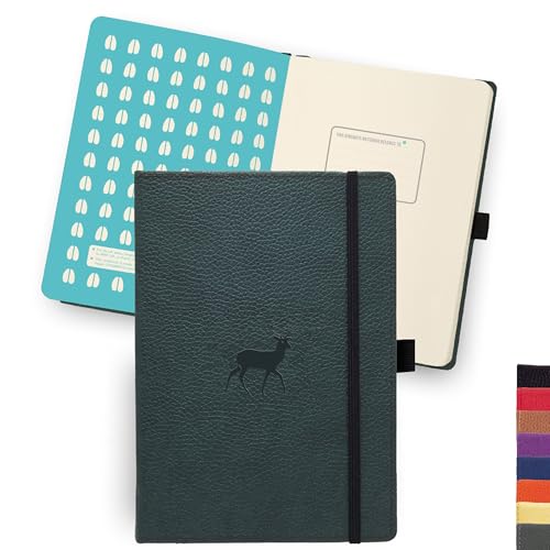 Dingbats A5 Wildlife Notebook Journal Hardcover, Cream 100gsm Ink-Proof Paper, 6.1 x 8.5 inches, 192 pages (Green Deer, Lined)