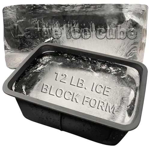 Ice Block Form Makes 12 Lb. Ice Cube 11" x 7" x 5" Largest Available Ice Block Maker, Ice Bath Chiller, Cold Plunge Tub Or Cooler, Reusable Food Grade Silicone, Steel Reinforced Rim