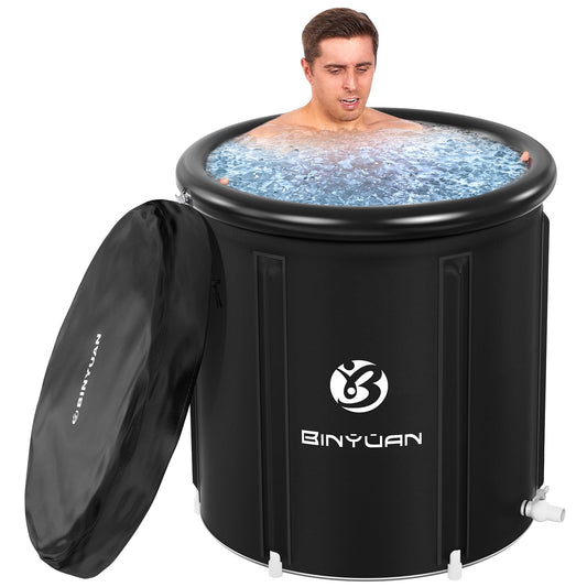 BINYUAN XL Large Ice Bath Tub for Athletes with Cover 106 Gallons Cold Plunge Tub for Recovery, Portable Ice Bath Plunge Pool Suitable for Family Gardens, Gyms, Arena and Cold Water Therapy Training