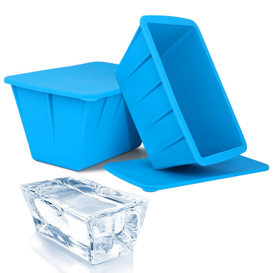 MOFEEZ 2-Pack Extra Large Ice Cube Molds - Food-Grade Silicone Large Ice Molds with Lid for Making 16lb Ice Cubes, Ice Molds for Cold Plunge Tub Or Coolers, Ice Bath Chiller, Big Ice Cube Molds