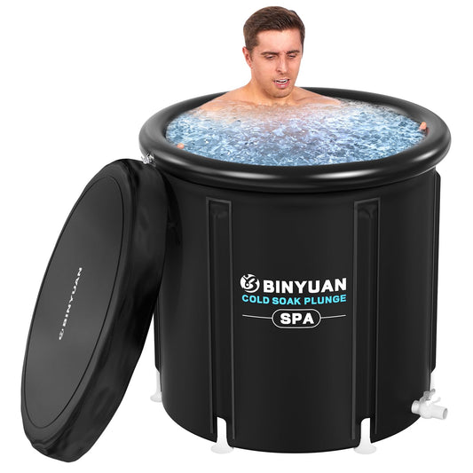 BINYUAN XL Ice Bath Tub for Athletes with Cover 99 Gal Cold Plunge Tub for Recovery, Multiple Layered Portable Ice Bath Plunge Pool Suitable for Gardens, Gyms and Other Cold Water Therapy Training