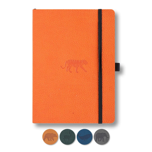 Dingbats A5+ Wildlife Notebook Journal Softcover, Cream 100gsm Ink-Proof Paper, 6 x 8.3 inches, 112 pages (Orange Tiger, Lined Format)