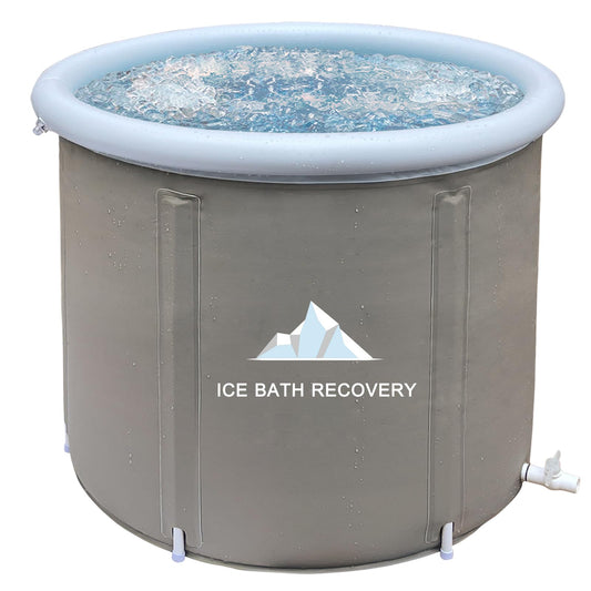 BINYUAN Ice Bath Tub for Athletes: Portable Cold Plunge Tub Ice Bath Cold Plunge Tub Outdoor Ice Tub Barrel Ice Bath Tub for Adults Cold Therapy Tub for Recovery (Warm Grey-31.5" Φ x 27.5" H)