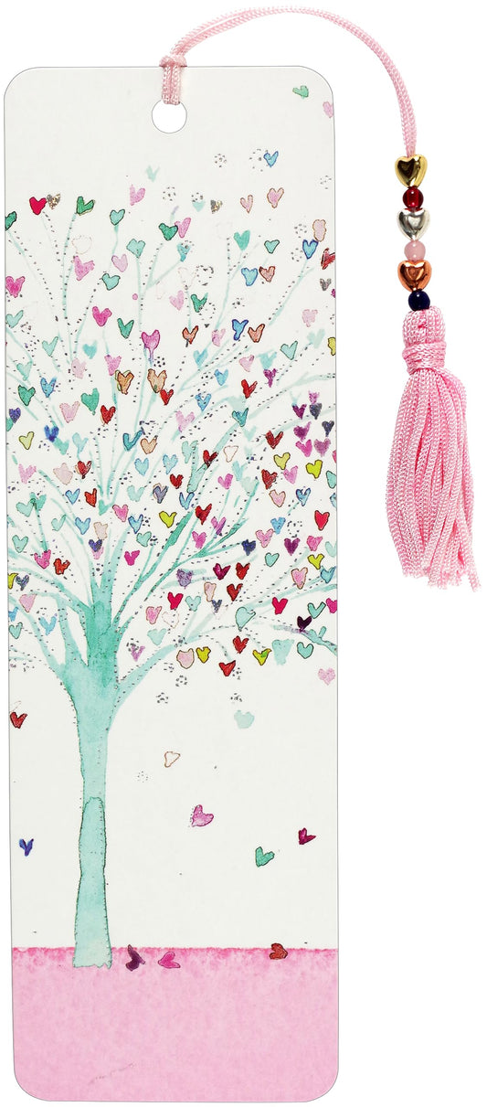 Tree of Hearts Beaded Bookmark, Cardstock