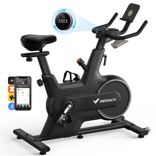 MERACH Indoor Cycling Bike, Exercise Bike for Home with Magnetic/Auto Resistance, Bluetooth Stationary Bike with APP Data Tracking, and iPad Holder