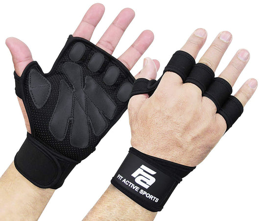 Fit Active Sports Weight Lifting Workout Gloves with Built-in Wrist Wraps for Men and Women - Great for Gym Fitness, Cross Training, Hand Support & Weightlifting