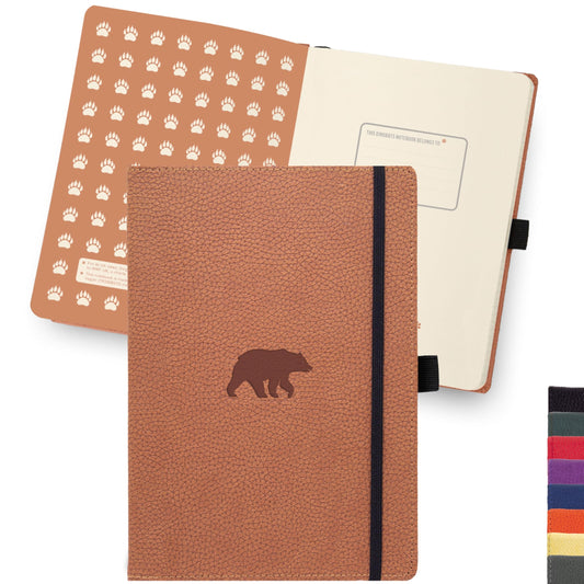 Dingbats* Wildlife Plain Journal A5 - Vegan Leather Hard Cover, Ideal for Work, Travel - Pocket, Elastic Closure, Bookmark